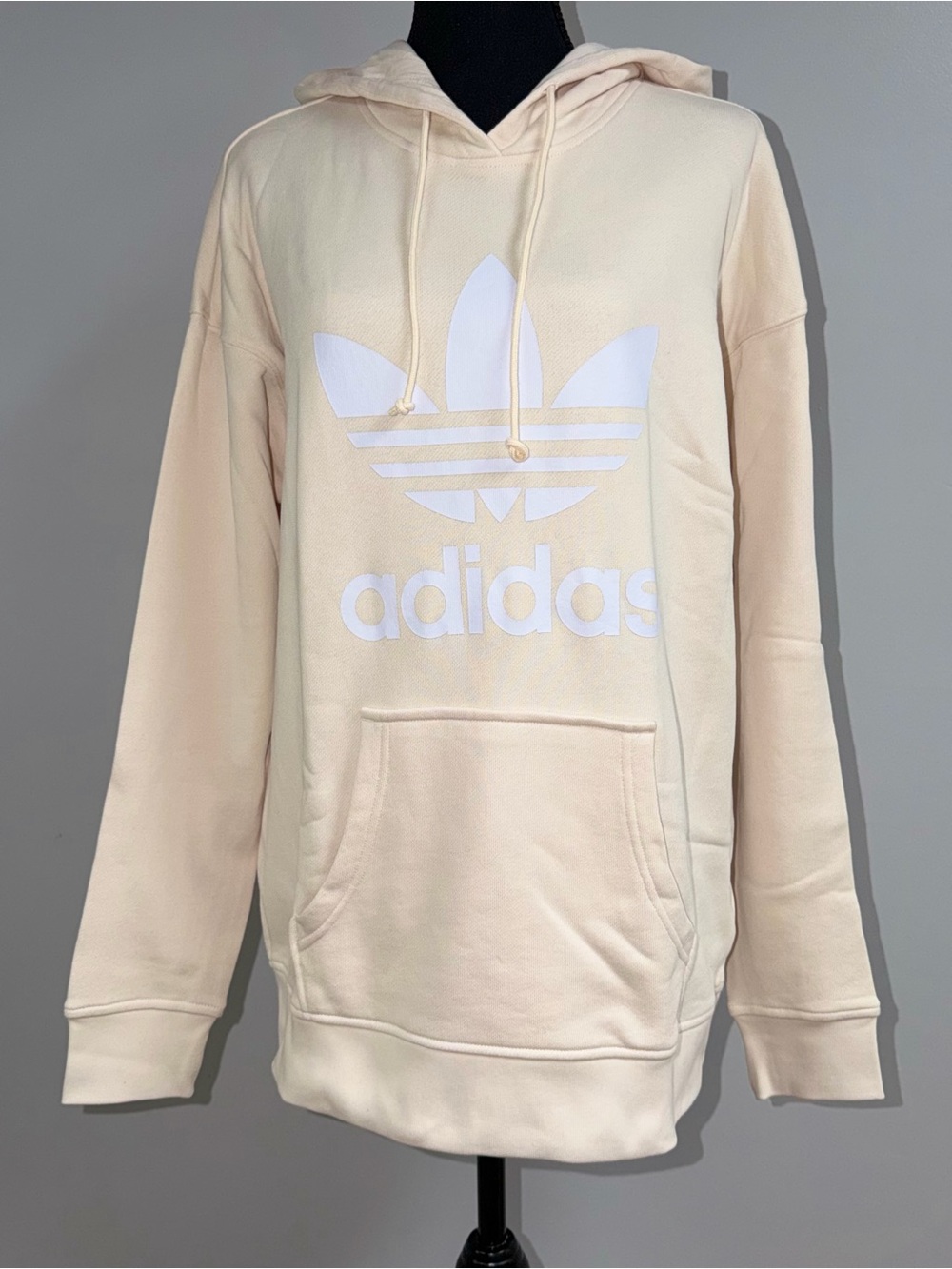 adidas Pale Peach Trefoil Pullover Hoodie with White Logo